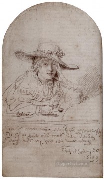  Saskia Arte - Saskia con sombrero de paja Rembrandt